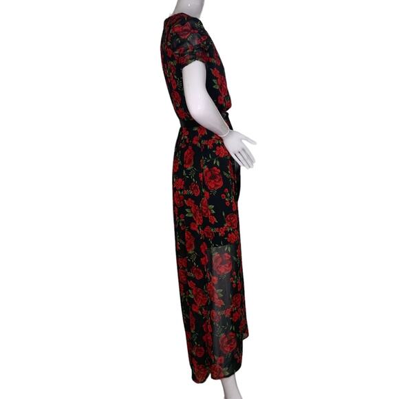 Disney Pixar Coco Sheer Floral Print Dress Black Red Green Short Sleeve … - Picture 7 of 9